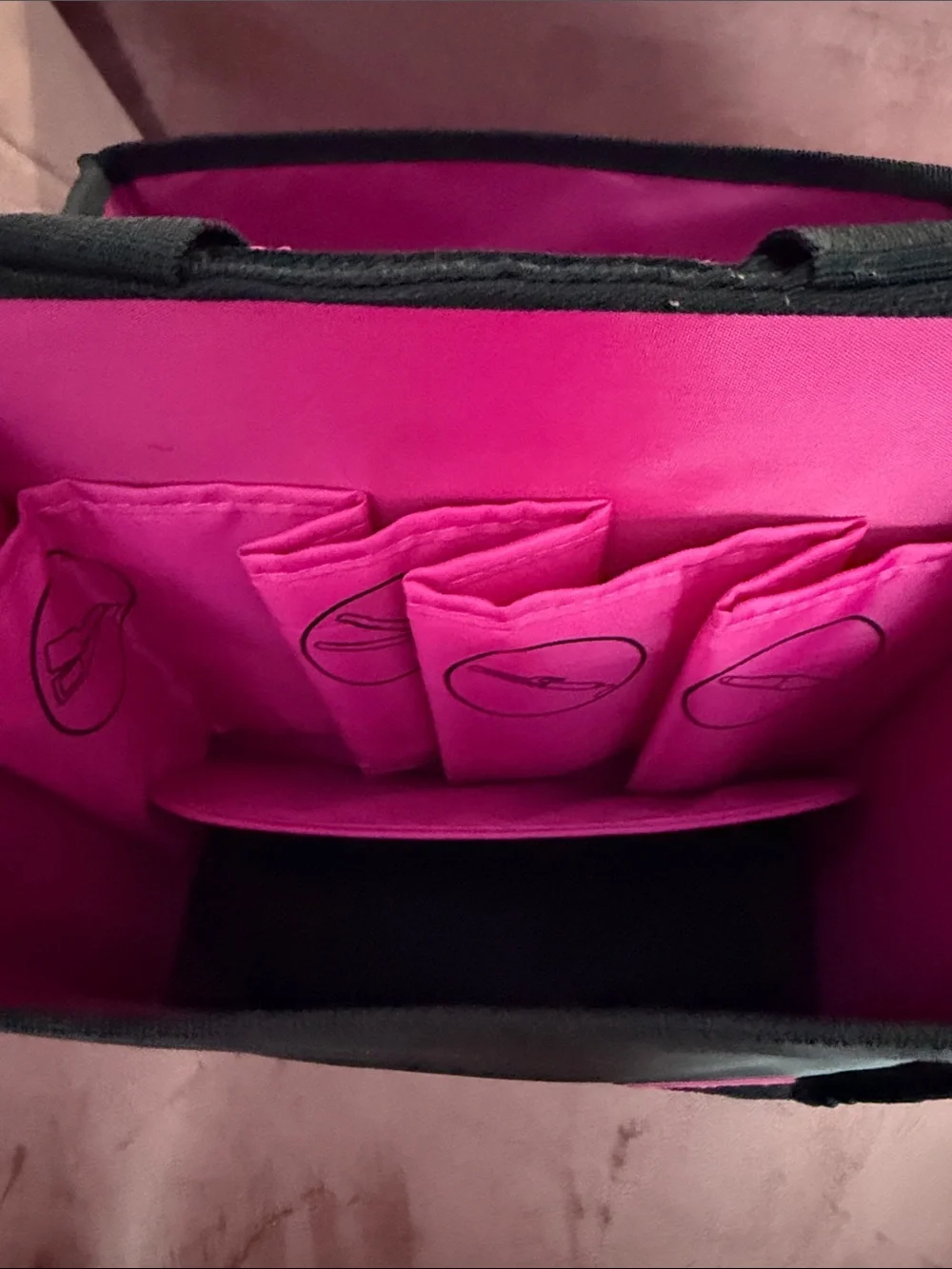 Black and Hot Pink Organizer Tote Bag - Women's Carry Case
